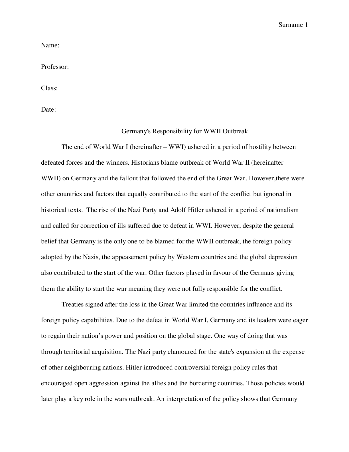 Preview image for Germany's Responsibility for WWII Outbreak